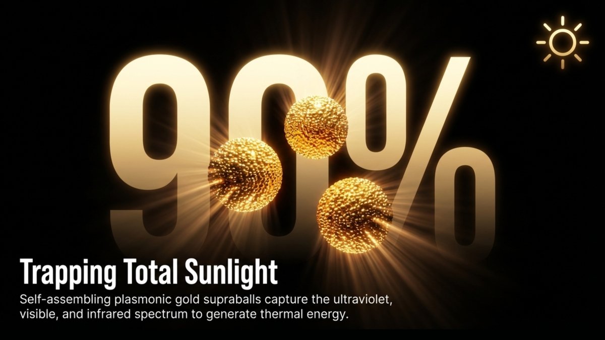 Gold Supraballs capture 90% of the solar spectrum